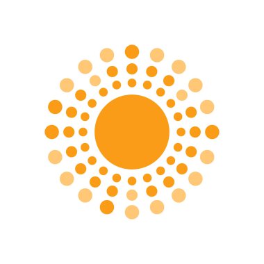 Işınlar daireleri ile Güneş illüstrasyon. Geometrik tasarım. Beyaz arka planda yalıtılmış vektör çizimi.