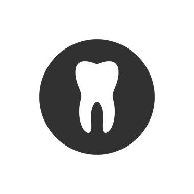 Diş çemberi simgesi. Düz tasarım tarzı. Diş basit siluet. Modern, minimalist, yuvarlak simge. beyaz arka planda yalıtılmış vektör çizimi.