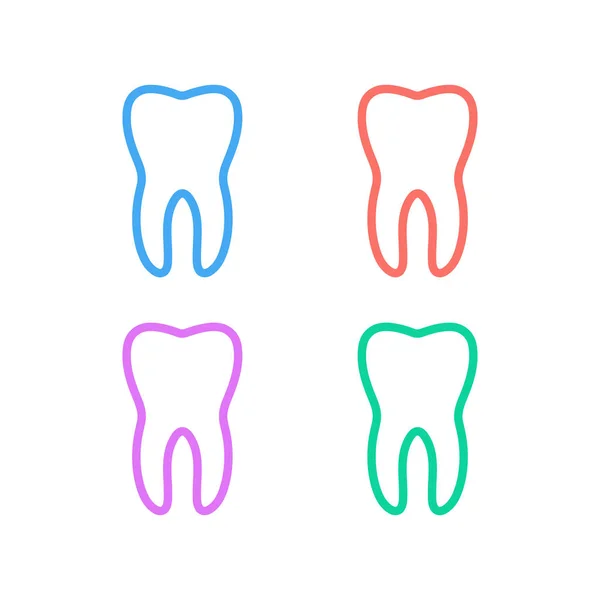 Conjunto de ícones de linha de dente limpo. Dentes sinal estilo linear para o conceito móvel e web design. Ícone de vetor de contorno de dente saudável. Odontologia, estomatologia e símbolo de cuidados dentários, ilustração do logotipo — Vetor de Stock