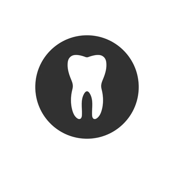 Tooth circle icon. Flat design style. Tooth simple silhouette. Modern, minimalist, round icon. vector illustration isolated on white background. — Stock Vector