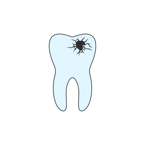 Cárie dentária, dor de dente, dentes feios, calcário. dente doente e cavidade oral. no fundo azul. ilustração vetorial isolada sobre fundo branco . —  Vetores de Stock