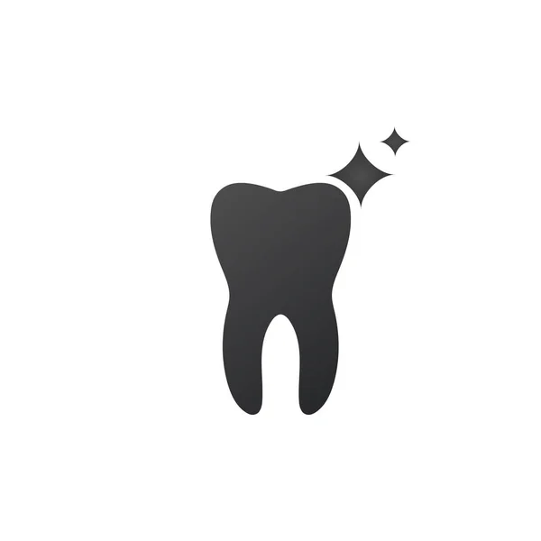 Hälsosam ren tand med glödande stjärna effekt, tandblekning koncept. vektor illustration isolerad på vit bakgrund. — Stock vektor