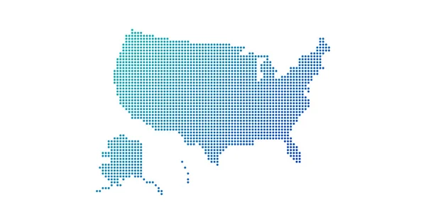 Cartina punteggiata gradiente USA per sfondi, brochure web. illustrazione vettoriale isolata su sfondo bianco . — Vettoriale Stock