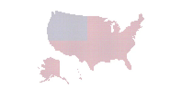 Χάρτης με διακεκομμένες ΗΠΑ και αποχρώσεις του Αμερικής σημαίας. απεικόνιση διανύσματος απομονωμένη σε λευκό φόντο. — Διανυσματικό Αρχείο