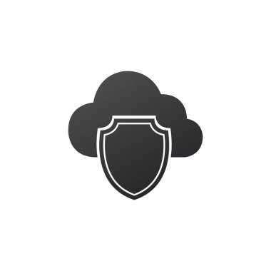 güvenlik ve veri koruma, bulut ve kalkan. siber güvenlik, antivirüs kavramı. Beyaz arka planda yalıtılmış vektör çizimi