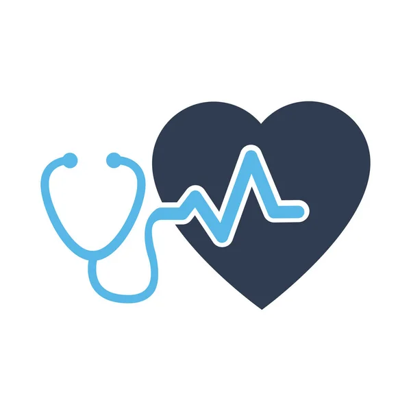 Medical and Health care concept represented by stethoscope and heart icon. Vector illustration isolated on white background — Stock Vector