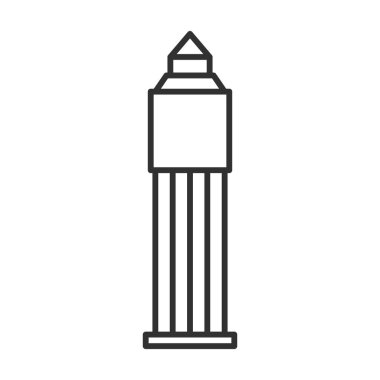 Kule ofis bina hattı simgesi, Anahat vektör işareti, doğrusal stil piktogram beyaz izole. İş Merkezi kule sembolü, logo illüstrasyon. Düzenlenebilir kontur