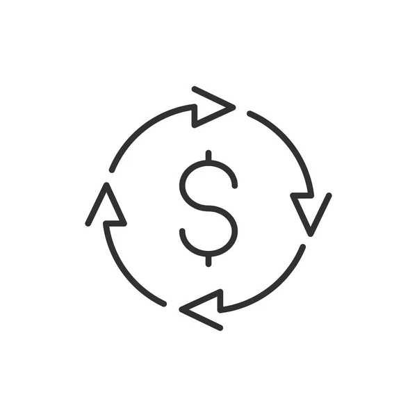 Icono de dólar signo en círculo hecho de flechas, pago o cambio de divisas icono financiero, banca o concepto de inversión. Ilustración vectorial aislada sobre fondo blanco . — Vector de stock