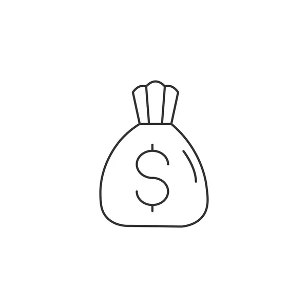 Εικονίδιο γραμμής τσάντας χρημάτων, απεικόνιση λογότυπου διανυσματικού φορέα, γραμμικό εικονόγραμμα απομονωμένο σε λευκό φόντο — Διανυσματικό Αρχείο