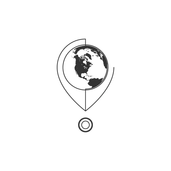 Geometriai vektoros illusztráció vonaltérkép PIN a földgömb ikonra. A navigáció Grafikai tervezési koncepciója. Használata a webes projektekben és alkalmazásoknál. — Stock Vector