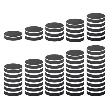 Database Icon, hosting data symbol, money or coin stack. 10 options. Vector illustration isolated on white background. clipart