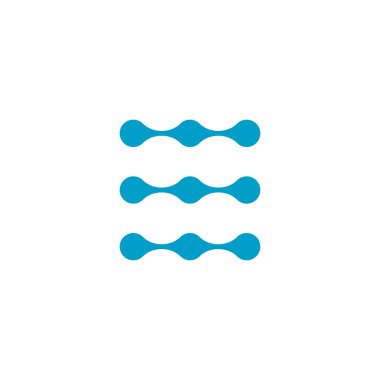 Üç paralel çizgide daire nokta bağlantı yapısı ile ağ veya teknoloji zinciri logo şablonu. Beyaz arka planda yalıtılmış Stok Vektör çizimi