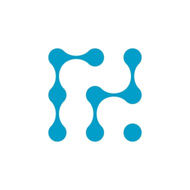 Circle dot bağlantı yapısı ile Molecularor teknoloji zinciri logo şablonu. Beyaz arka planda yalıtılmış Stok Vektör çizimi