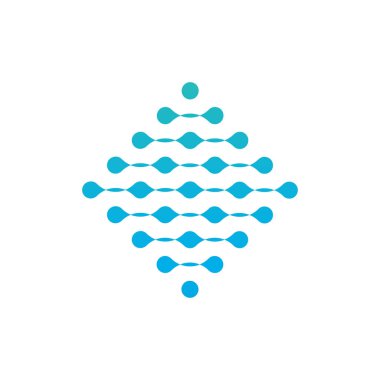 molekül vektör kare logo şablonu . Bilgisayar bilimleri ve mühendislik kavram simgeleri. Beyaz arka planda yalıtılmış vektör çizimi.