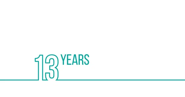 13 주년 또는 생일. 선형 윤곽선 그래픽. 인쇄 재료, 브루셔, 커버, 보고서에 사용할 수 있습니다. 스톡 벡터 일러스트레이션, 흰색 배경에서 격리 — 스톡 벡터