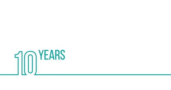 10 anos de aniversário ou aniversário. Gráficos de contorno linear. Pode ser usado para materiais de impressão, folhetos, capas, relatórios. Stock Ilustração vetorial isolada sobre fundo branco — Vetor de Stock