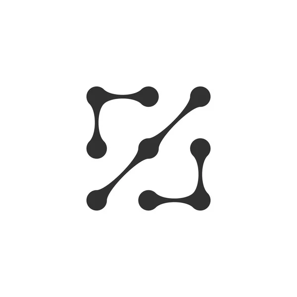 Molécula quadrada Vector logotipo elemento de design. Pontos conectados Forma abstrata. Stock Ilustração vetorial isolada sobre fundo branco . —  Vetores de Stock