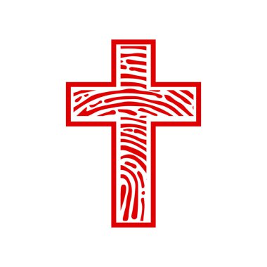 çapraz Başparmak Baskılar veya parmak izi Hıristiyan kimliğini gösteren. beyaz arka planda yalıtılmış vektör çizimi.