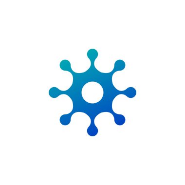 Molekül nano teknoloji Lab Circle Logo şablonu. Benzersiz logo tasarım konsepti. Yaratıcı yenilik iş simgesi. Beyaz arka planda yalıtılmış Stok Vektör çizimi.