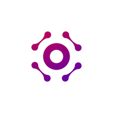 Molekül nano teknoloji Lab Circle Logo şablonu. Benzersiz logo tasarım konsepti. Yaratıcı yenilik iş simgesi. Beyaz arka planda yalıtılmış Stok Vektör çizimi.