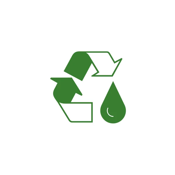 Green Linear recycle icon with text Please recycle. Stock Vector