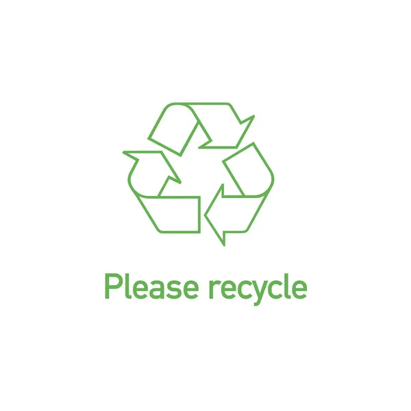 stock vector Green Linear recycle icon with text Please recycle. Stock Vector illustration isolated on white background.