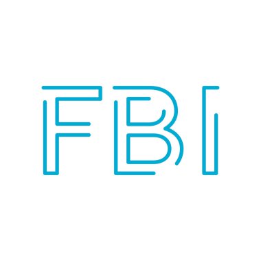 FBI harfleri. Tipografi stili için mavi grafik ögesi, minimalist harf tasarımı. Düzenlenebilir felç. Stok vektör illüstrasyonu beyaz arkaplanda izole edildi.