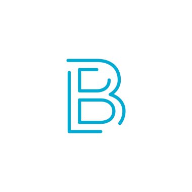 Doğrusal geometrik alfabe harfi B, Basit Logo Tasarımı, tipografi stili için mavi grafik ögesi, minimalist harf tasarımı. Düzenlenebilir felç. Stok vektör illüstrasyonu beyaz üzerine izole edildi