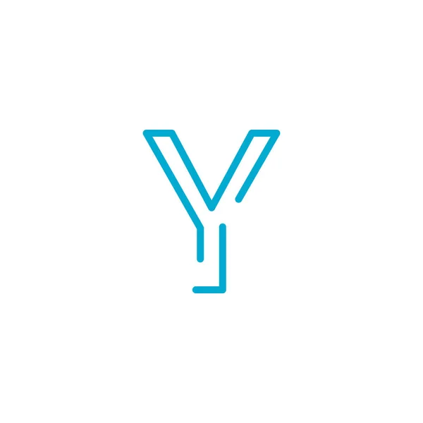 Lineární geometrická abeceda Písmeno Y, Jednoduchý design loga, Modrý grafický prvek pro typografický styl, minimalistický design písmen. Upravitelná mrtvice. Stock vektorové ilustrace izolované na bílém — Stockový vektor