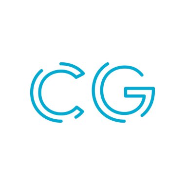İlk doğrusal anahat harfi Cg, minimalist çizgi sanat monogramı logosu, Basit Logo Tasarımı, tipografi stili için mavi grafik unsuru, minimalist harf tasarımı. Düzenlenebilir felç. Stok vektörü illüstrati