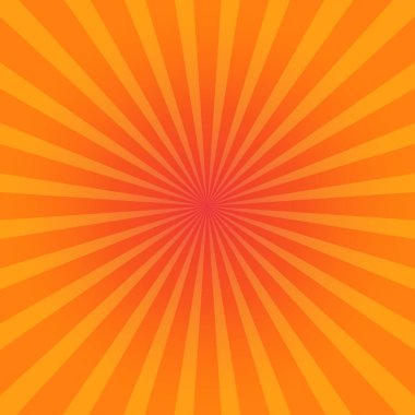 Güneş ya da yaz gündoğumu. Sarı turuncu parlak ışın arka planı. Stok vektör illüstrasyonu