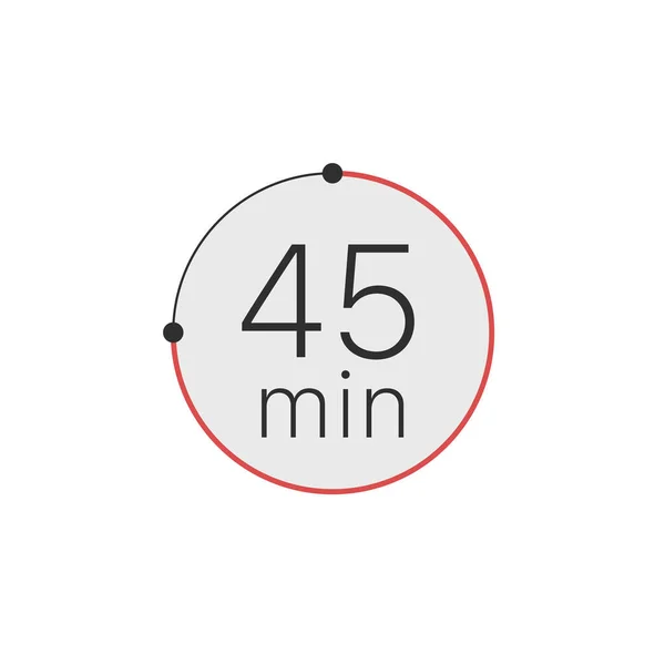 45 Minuten Timer, Stoppuhr oder Countdown-Symbol. Zeitmessung. Chronometrisches Symbol. Stock Vector Illustration isoliert auf weißem Hintergrund. — Stockvektor