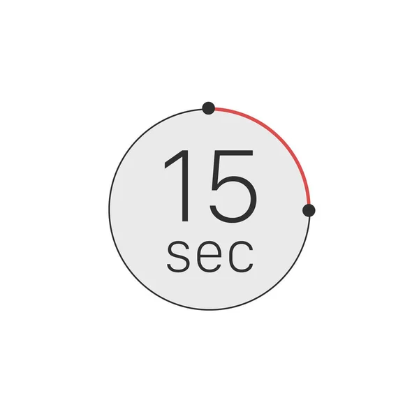 15 sekunders timer, stoppur eller nedräkningsikon. Tidsmått. Chronometr ikonen. Stock Vector illustration isolerad på vit bakgrund. — Stock vektor