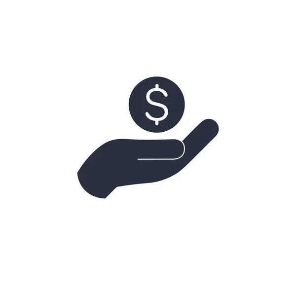 Пожертвуйте грошовий знак, заробляйте гроші вектор, символ зарплати. Рука і гроші значок. Поділитися або інвестувати гроші концепції. Сплачуй готівкою. Стокові векторні ілюстрації ізольовані на білому тлі . — стоковий вектор