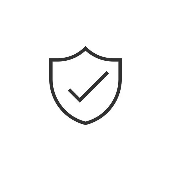 Escudo e Verificar Mark Icon Vector Logo Template. Símbolo de segurança ou proteção para web site Aplicativos de computador e celular, ui. Ilustração do vetor de estoque isolado no fundo branco . —  Vetores de Stock