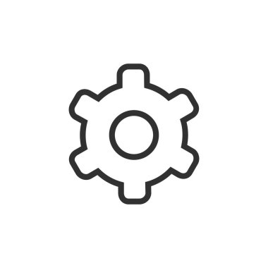 Vektör vites simgesi. Çark, çark, endüstri. Web siteleri, web tasarımı, mobil uygulama, bilgi grafikleri için çizgi simgesi. Stok vektör illüstrasyonu beyaz arkaplanda izole edildi.