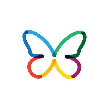 Çok renkli doğrusal soyut kelebek. Logo tasarımı kelebek. Stok vektör illüstrasyonu beyaz arkaplanda izole edildi.