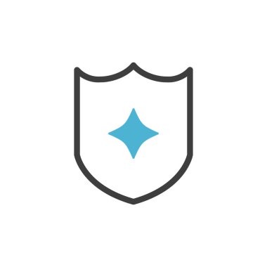 Kalkan Simgesi beyaz arkaplanda izole edilmiş modaya uygun düz bir şekilde. Web sitesi tasarımınız için kalkan sembolü, logo, uygulama, UI. Vektör illüstrasyonu, EPS10.