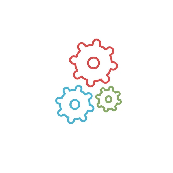 Icono de contorno aislado en color de tres ruedas dentadas sobre fondo blanco. Icono de línea de engranaje. icono de configuración. — Archivo Imágenes Vectoriales