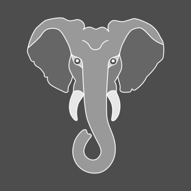 Baş fil gri arka plan üzerinde logo izole. Grafik sembolü fil. Vektör çizim