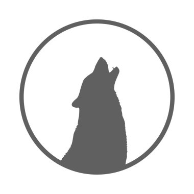 Kurt aya havlar. Kurt maskotu. İzole sembolü. Logo tasarımı. Vektör çizim.