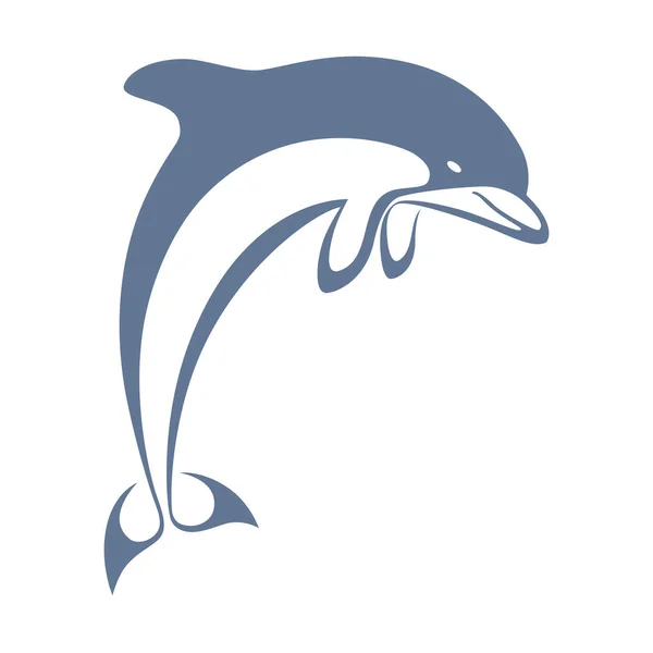 Ikona Skákací Delfín Černobílý Symbol Delfína Izolované Bílém Pozadí Logo — Stockový vektor