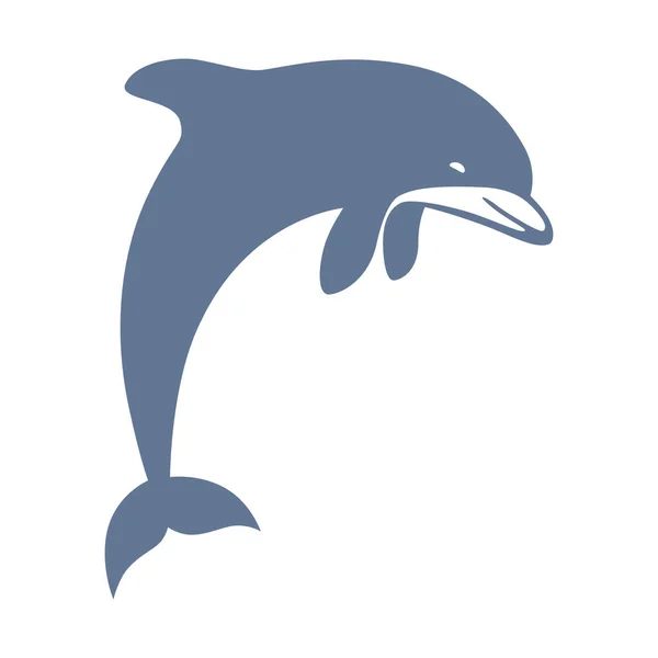 图标跳跃海豚 白色背景查出的单色符号海豚 徽标模板 签署海豚 海的象征 向量例证 — 图库矢量图片