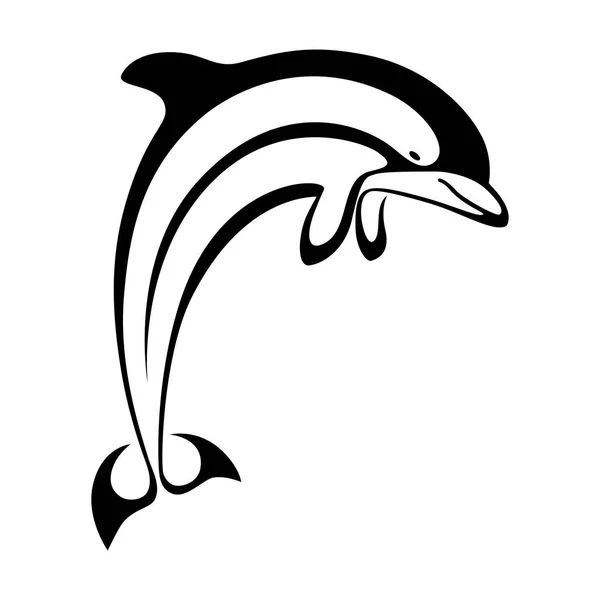 Ikona Skákací Delfín Černobílý Symbol Delfína Izolované Bílém Pozadí Logo — Stockový vektor
