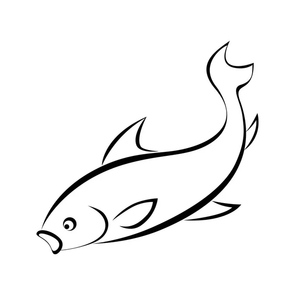 Poisson Symbole Noir Isolé Sur Fond Blanc Élément Design Pour — Image vectorielle