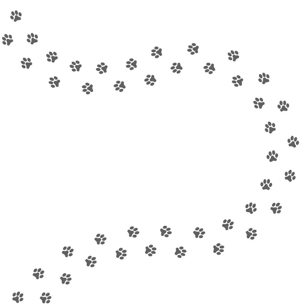 Graue Hundepfotenabdrücke Isoliert Auf Weißem Hintergrund Vektorillustration — Stockvektor
