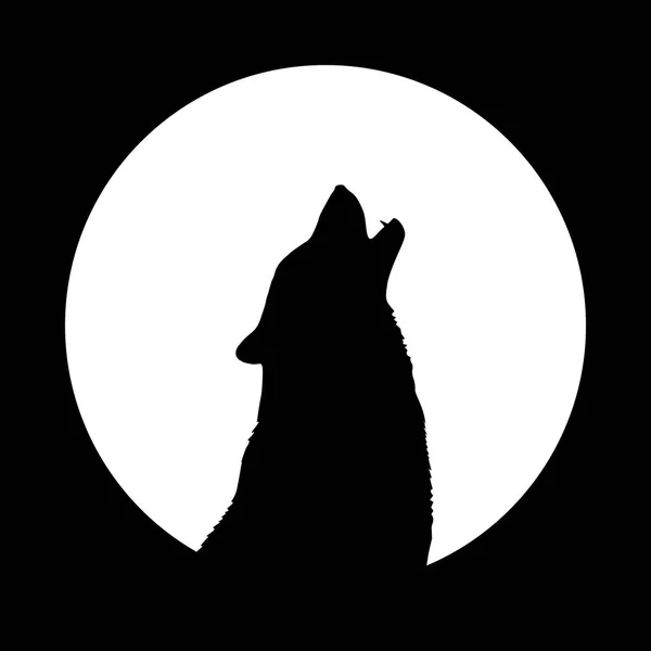 Wolf Heult Auf Dem Mond Wolfsmaskottchen Isoliertes Symbol Logo Design — Stockvektor