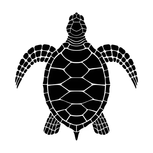 Icône Tortue Mer Symbole Noir Isolé Sur Fond Blanc Tatouage — Image vectorielle