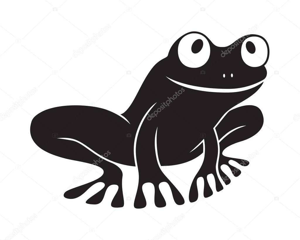 Icon frog. Flat symbol frog. Isolated black sign frog on white background. Logo. Tree frog. Vector Illustration