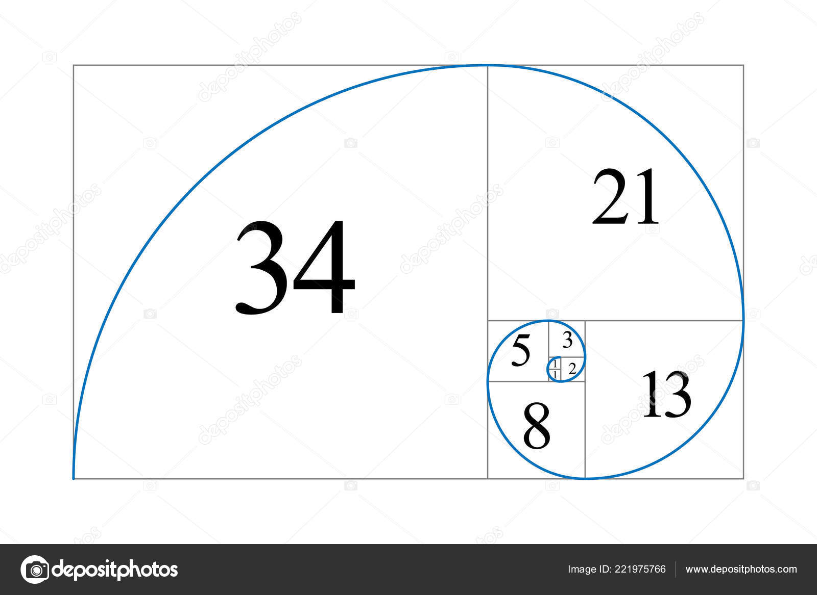 黄金比例斐波那契数几何形状矢量图标抽象向量背景图库矢量图©Archivector 221975766